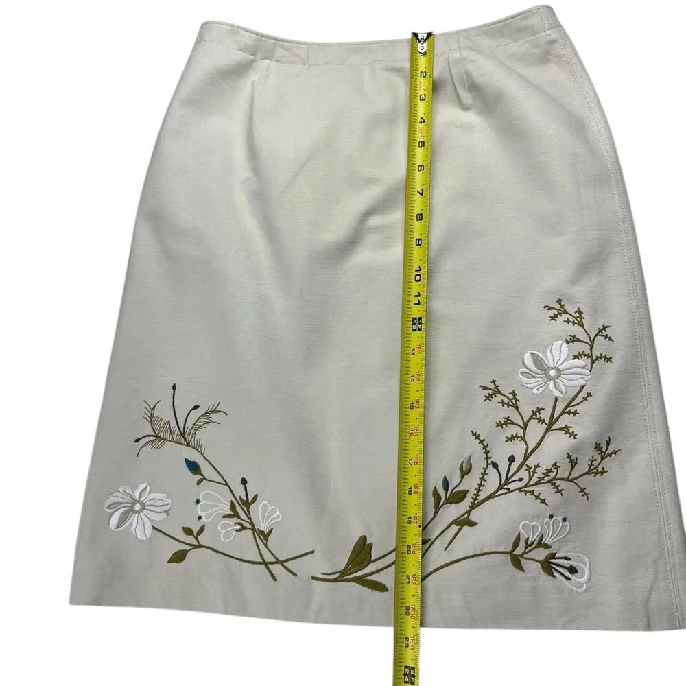 J. Crew A-Line Skirt 100% Cotton Fully Lined Floral Embroidered Size 10 Cottage